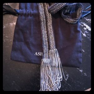 Ash+Ames Black and Silver Long Neck Scarf